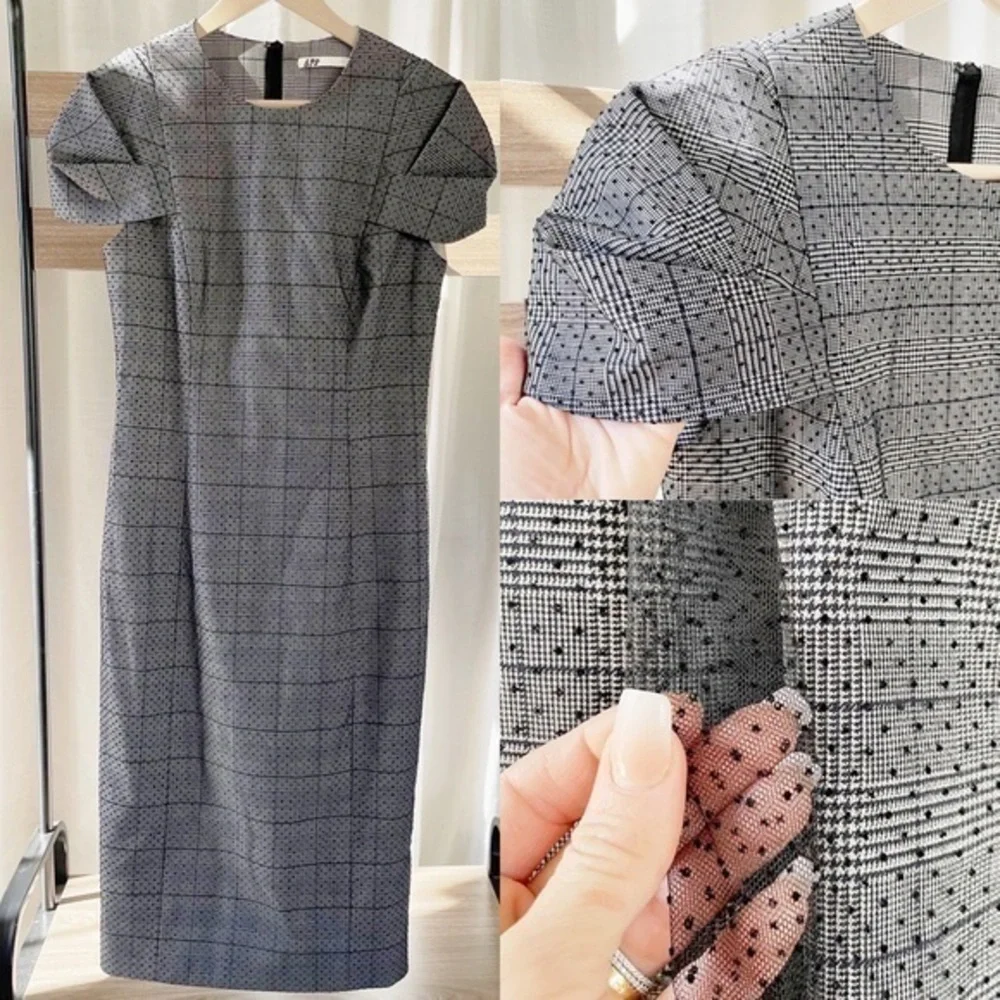 🆕 Jason Wu Collection Runway Cap Sleeve Plaid & Polka Dot Lace Midi Dresse - Picture 3 of 16